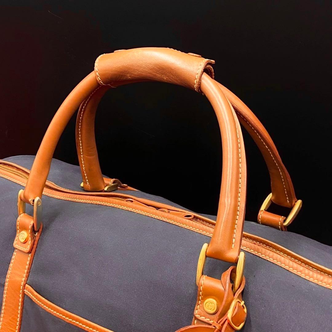 グッチ ボストンバッグ キャンバス 大容量 旅行鞄