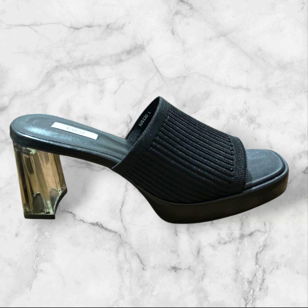 【ラスト1点早い者勝ち】EVOL クリアヒールミュール - ブラック　Lサイズ