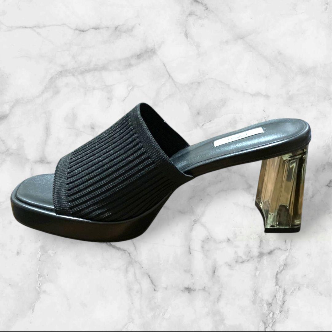 【ラスト1点早い者勝ち】EVOL クリアヒールミュール - ブラック　Lサイズ