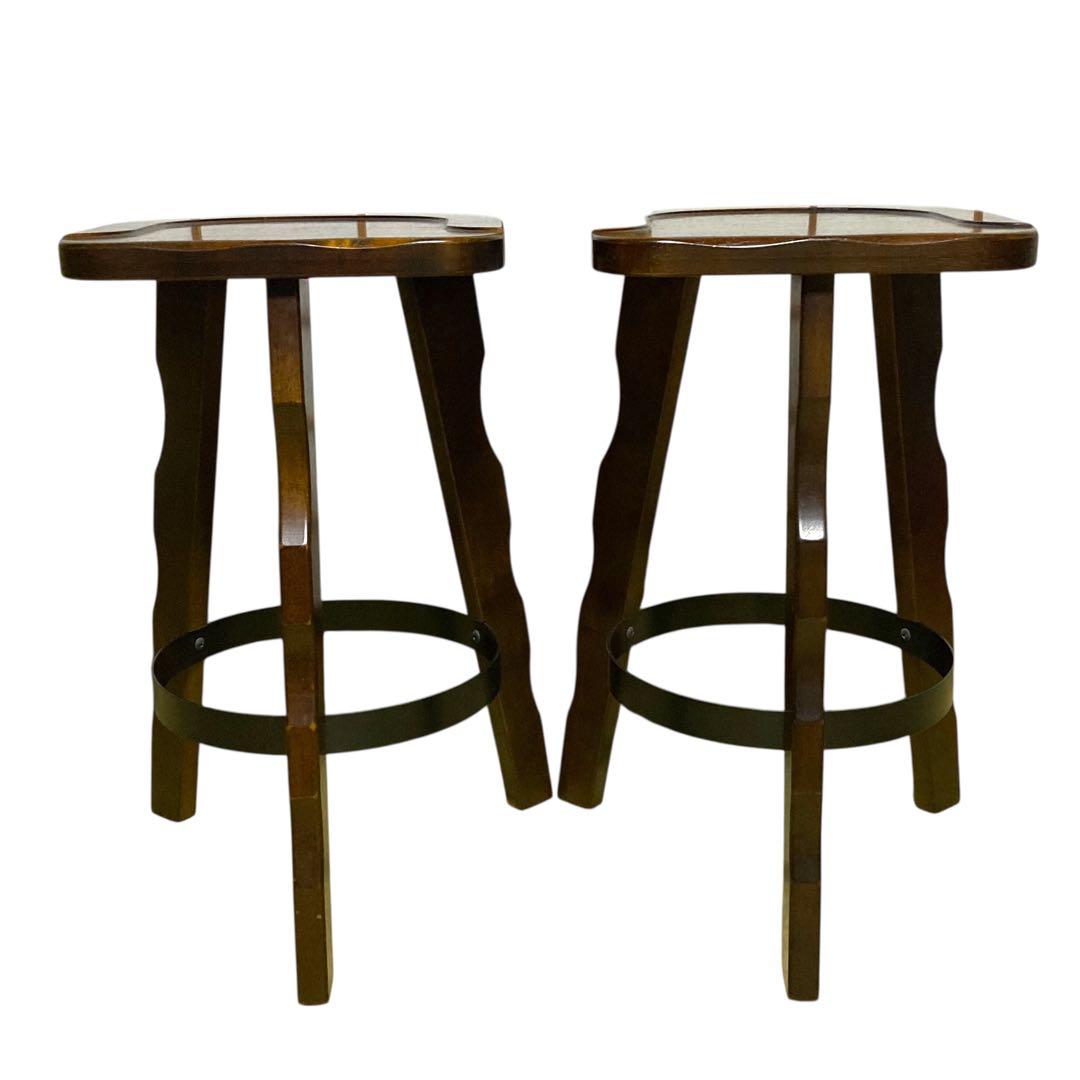 ②【ヴィンテージ】カリモク ルスティック ハイチェア バースツール スツール