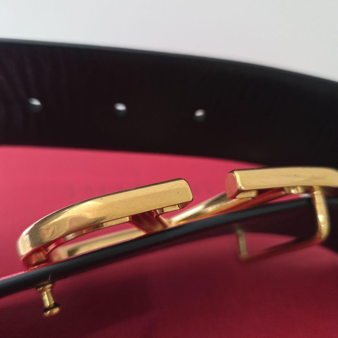 美品 Valentino レッドレザーベルト ゴールドバックル