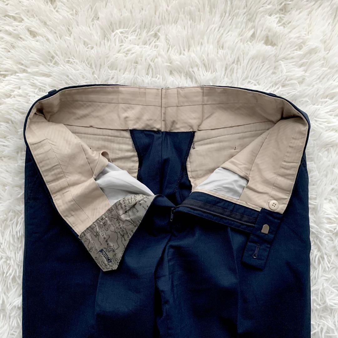 【希少 美品】ポールスミス シルク混 セットアップ スーツ 地図柄 ネイビー