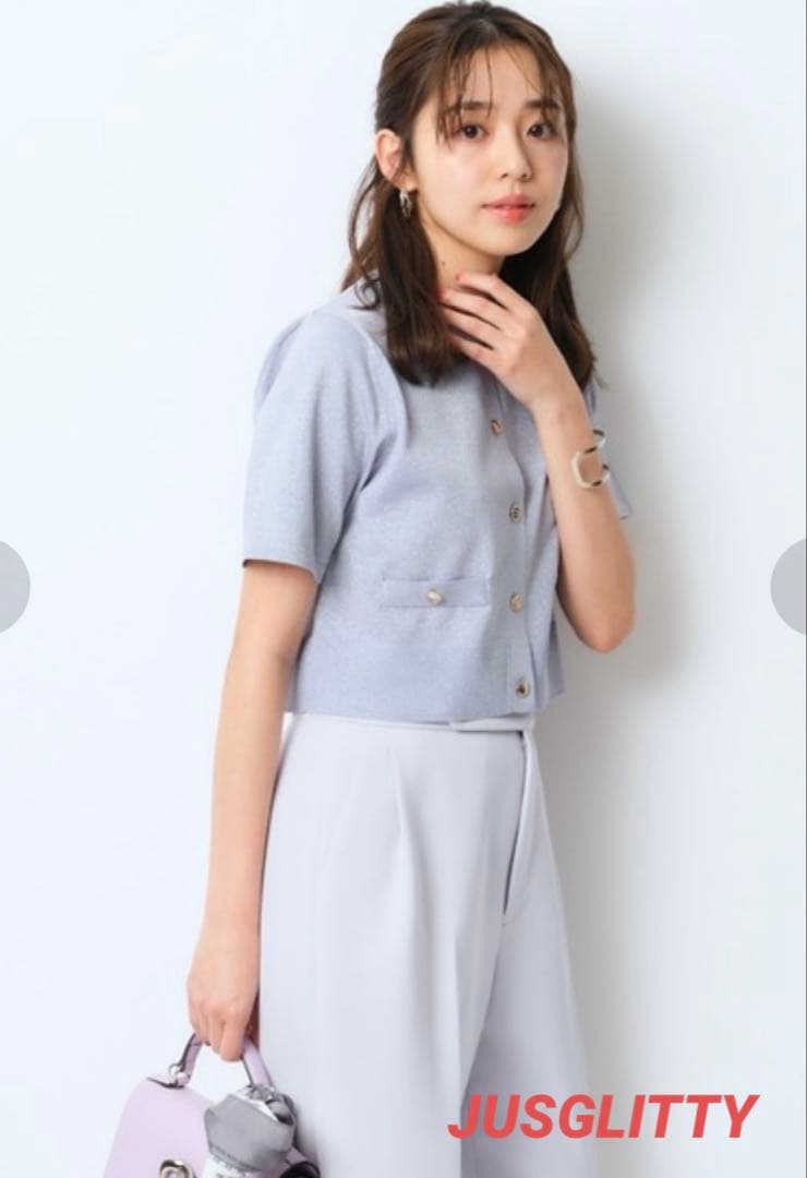 【新品、タグ付き】 JUSGLITTY ラメ ニット カーディガン