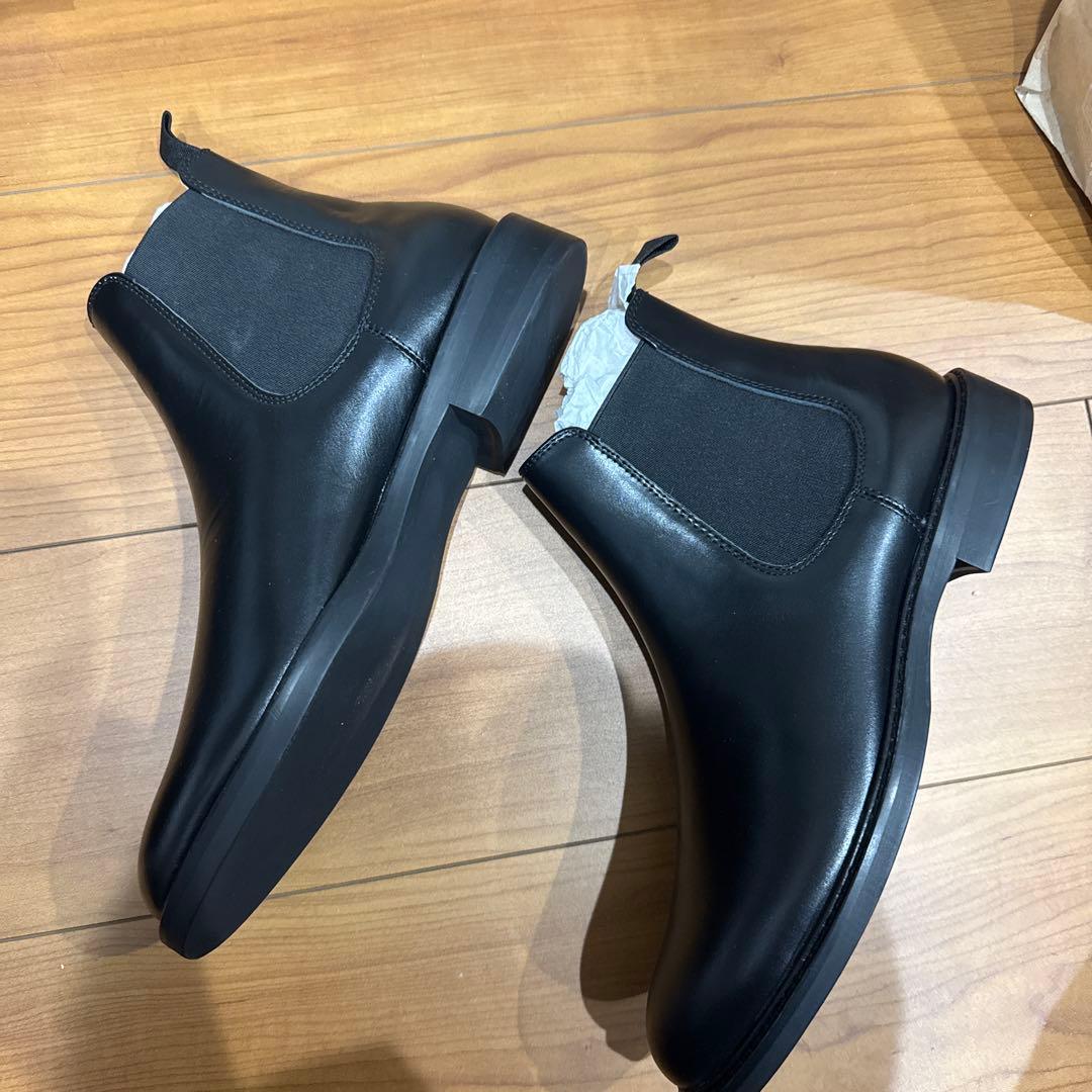 ブラック サイドゴアブーツ レザー