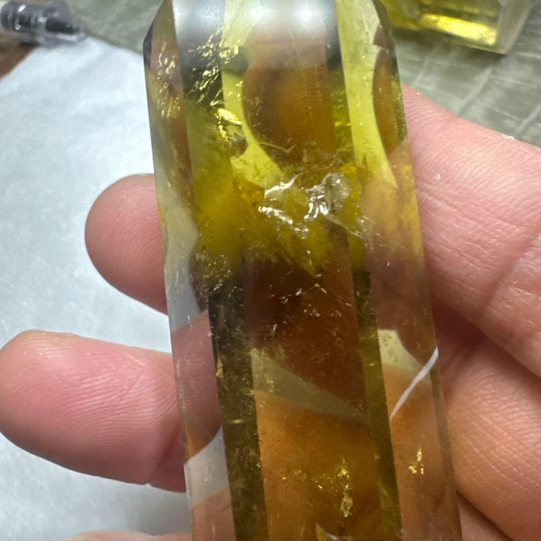 【極上品】スモーキーゼウスシトリン ファントム入り ポイント原石セット　台座付