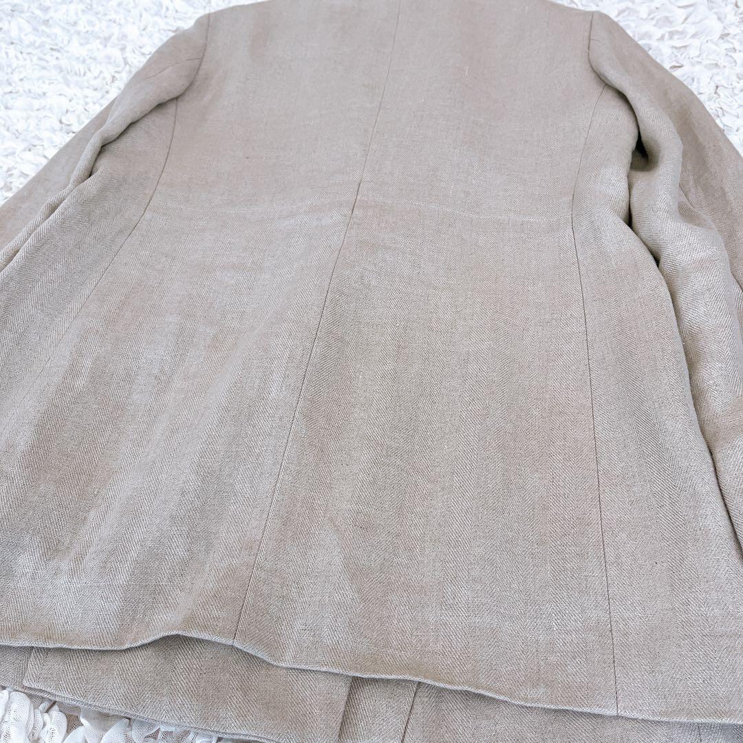 【美品】CHAOS カオス リネン ヘリンボーンテーラードジャケット ベージュ