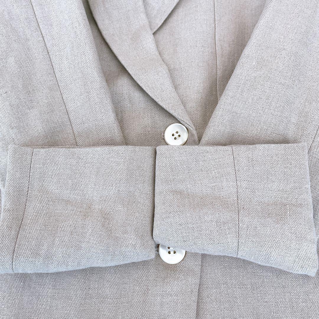 【美品】CHAOS カオス リネン ヘリンボーンテーラードジャケット ベージュ