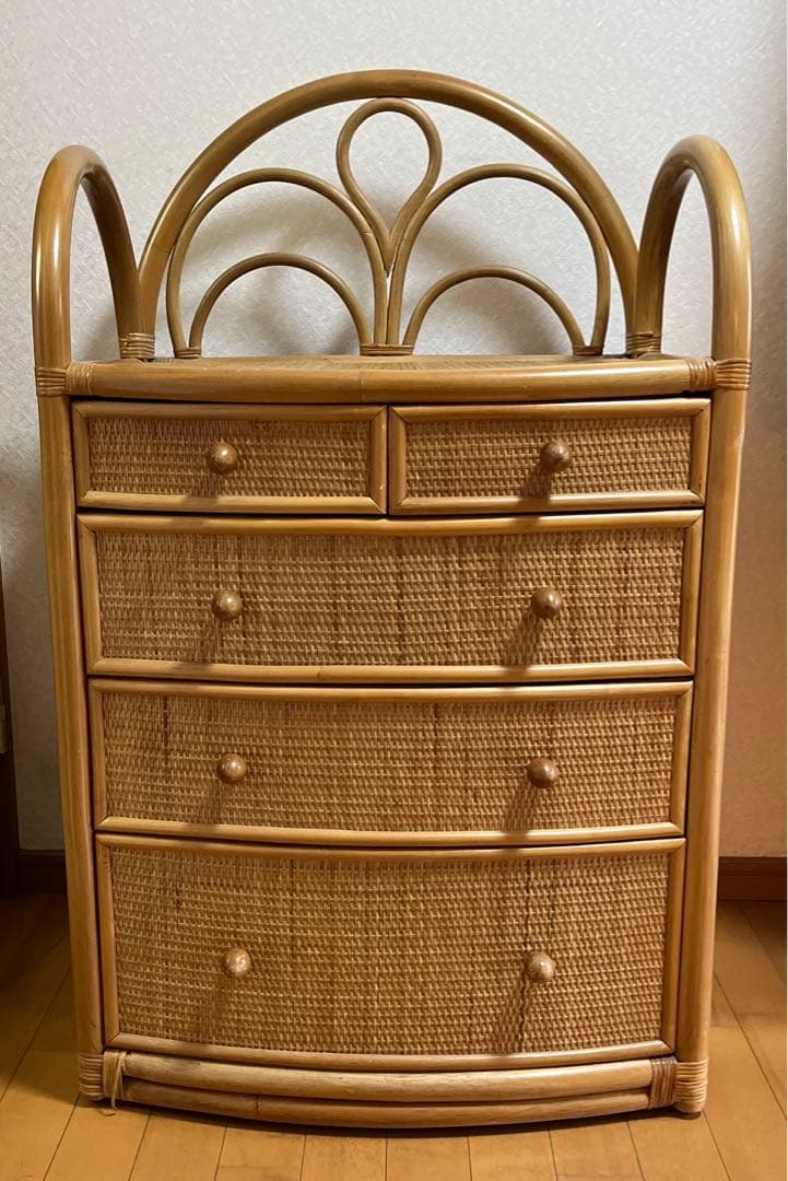 ４段　籐家具 　タンス 　ビンテージ 　ヴィンテージ　古家具　籐ラック