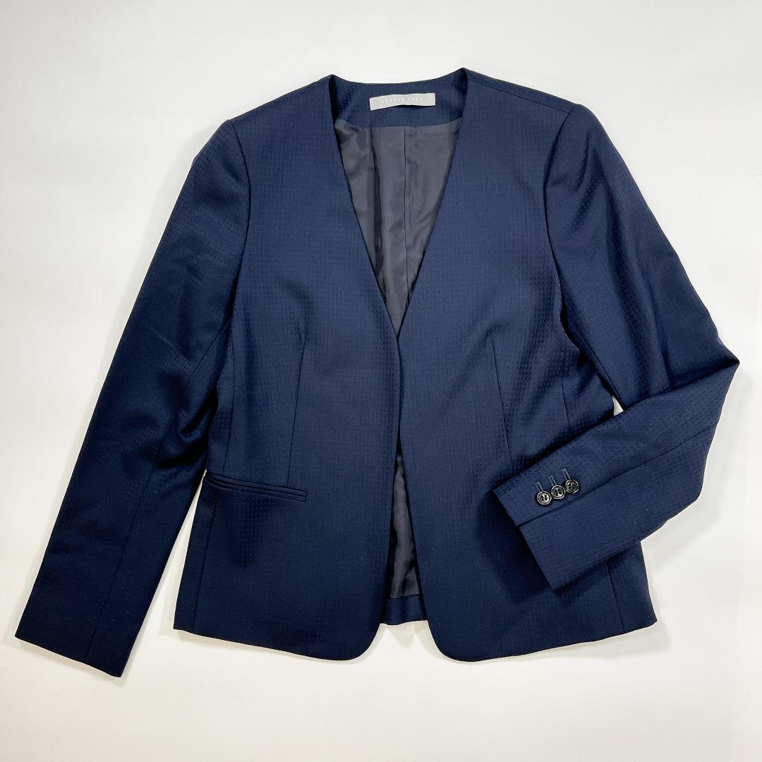 美品 theory luxe スーツ ネイビー 40 L ノーカラー スカート