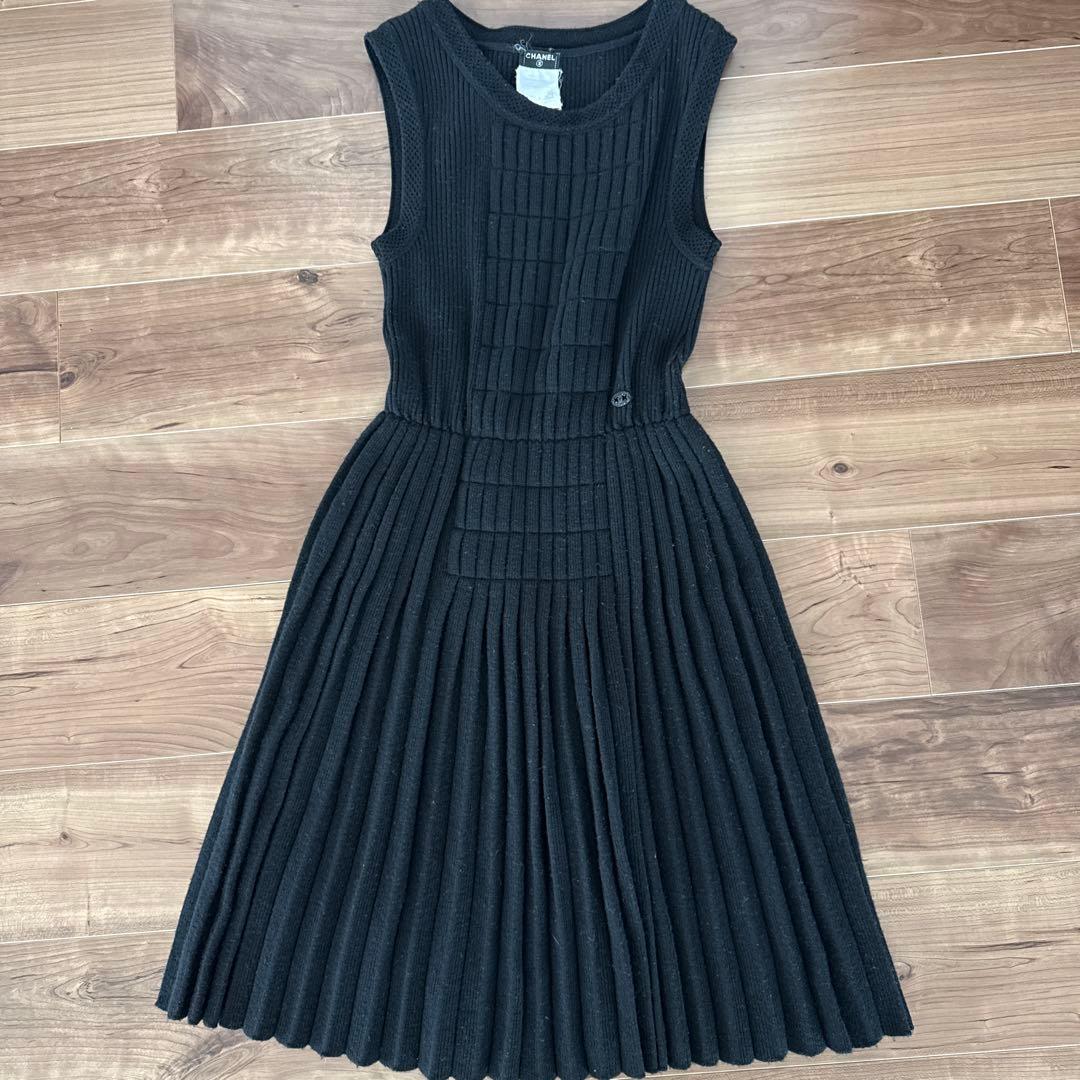 CHANEL ブラック ノースリーブ ワンピース
