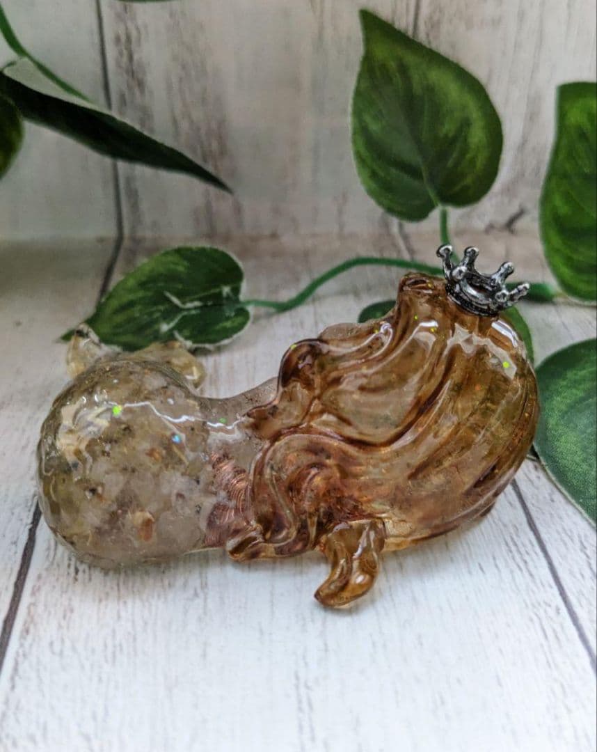 【睦月】ルチルクォーツの人魚ちゃん形オルゴナイト☆他２点