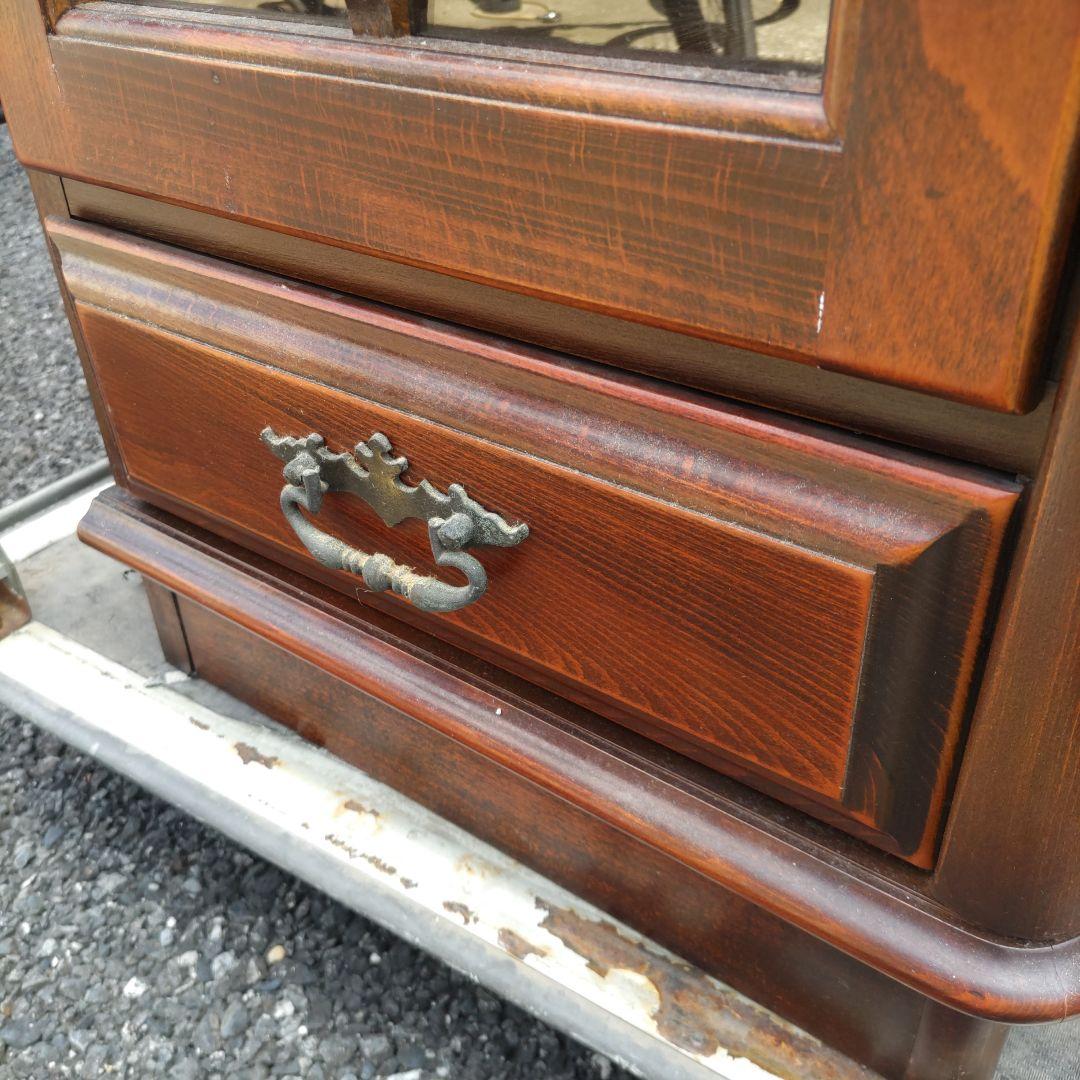 【状態良】オールドカリモク　キュリオケース　食器棚　2面採光