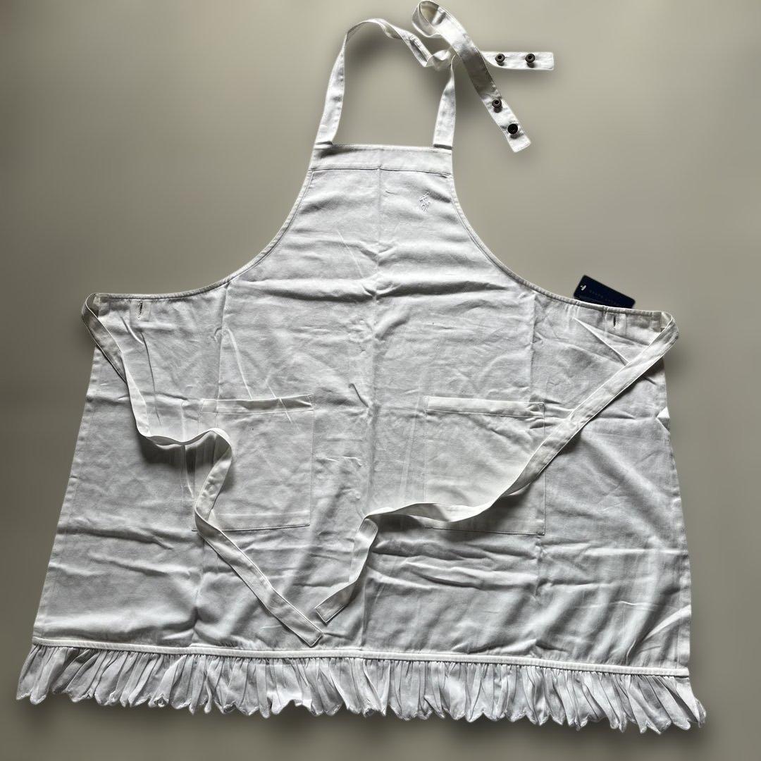 ラルフローレン　ホワイトフリルエプロン刺繍ロゴ付き