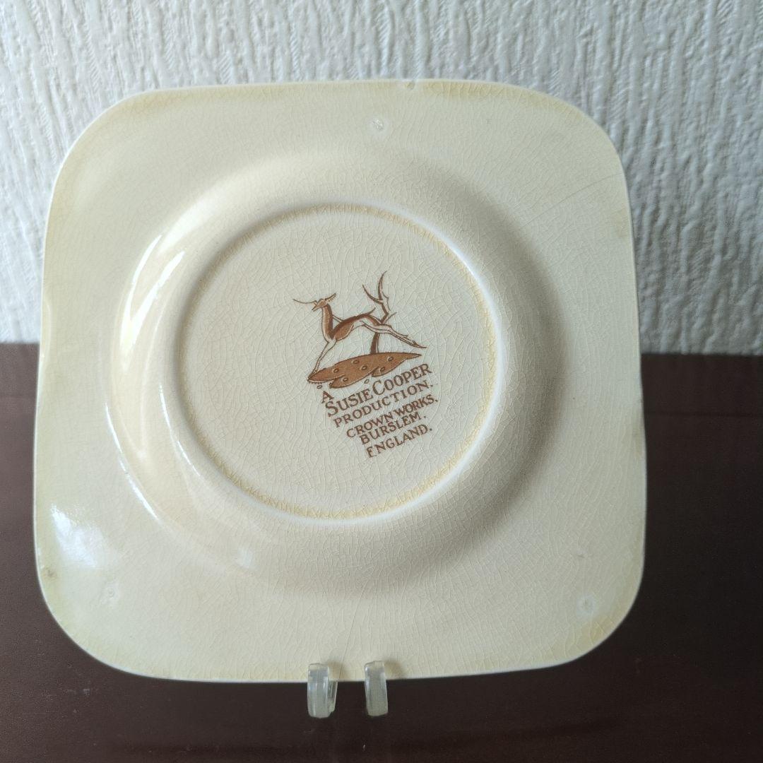 レア＊スージークーパー＊スクエアプレート＊ドレスデン＊グレービーソースボウル