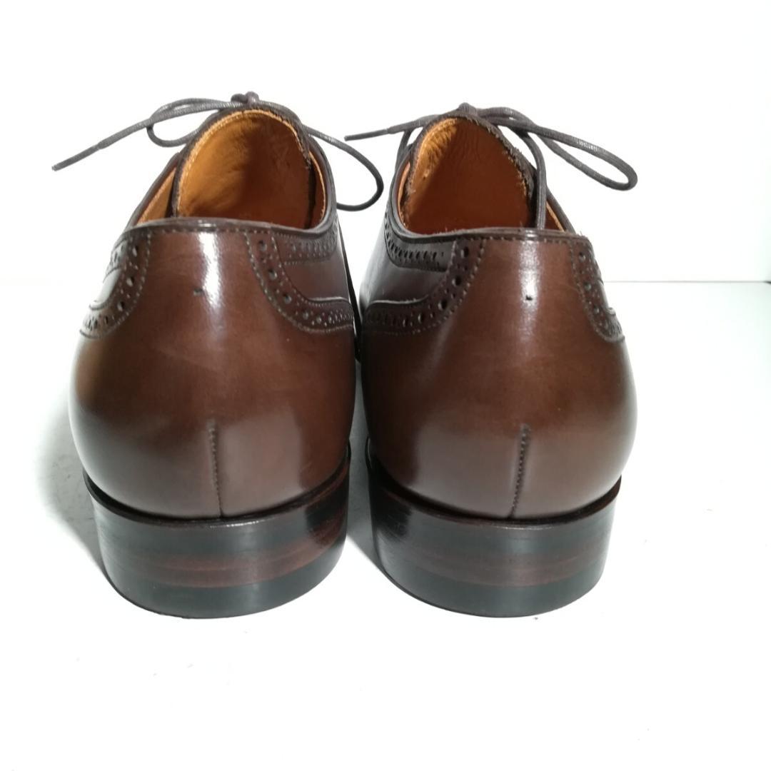 c0683 未使用に近い 値下げ不可 三陽山長 パンチドキャップトゥ 6.5 茶