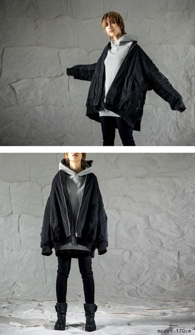 1717◆antiqua アンティカ MA-1ドッキングアウター ブラック