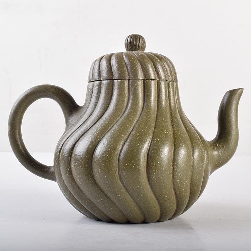 中国　顧景舟銘　紫砂　緑泥　急須　茶壷　合わせ箱　M　R7623