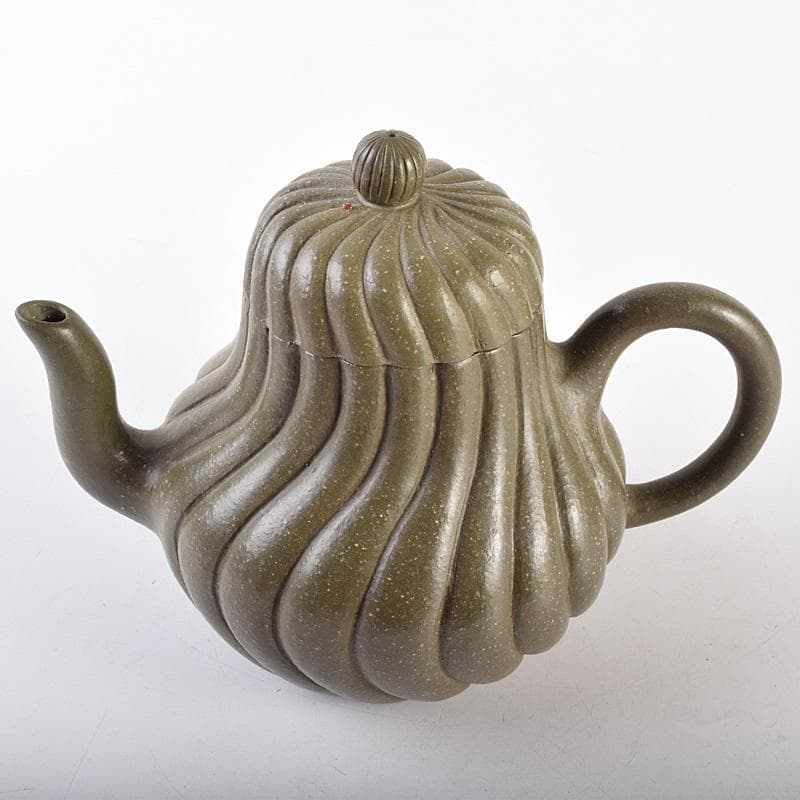 中国　顧景舟銘　紫砂　緑泥　急須　茶壷　合わせ箱　M　R7623