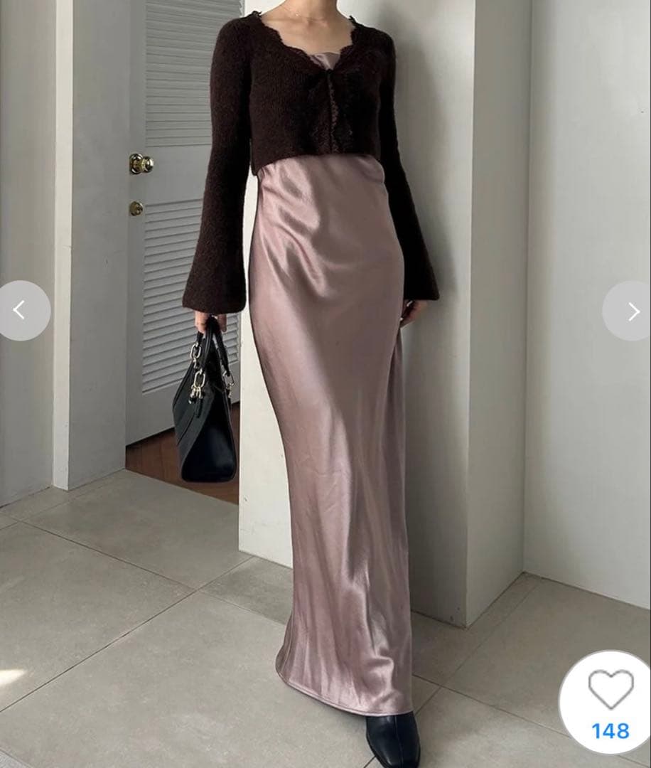 SNIDEL キャミワンピースモヘアカーディガンセット 0サイズ モカ