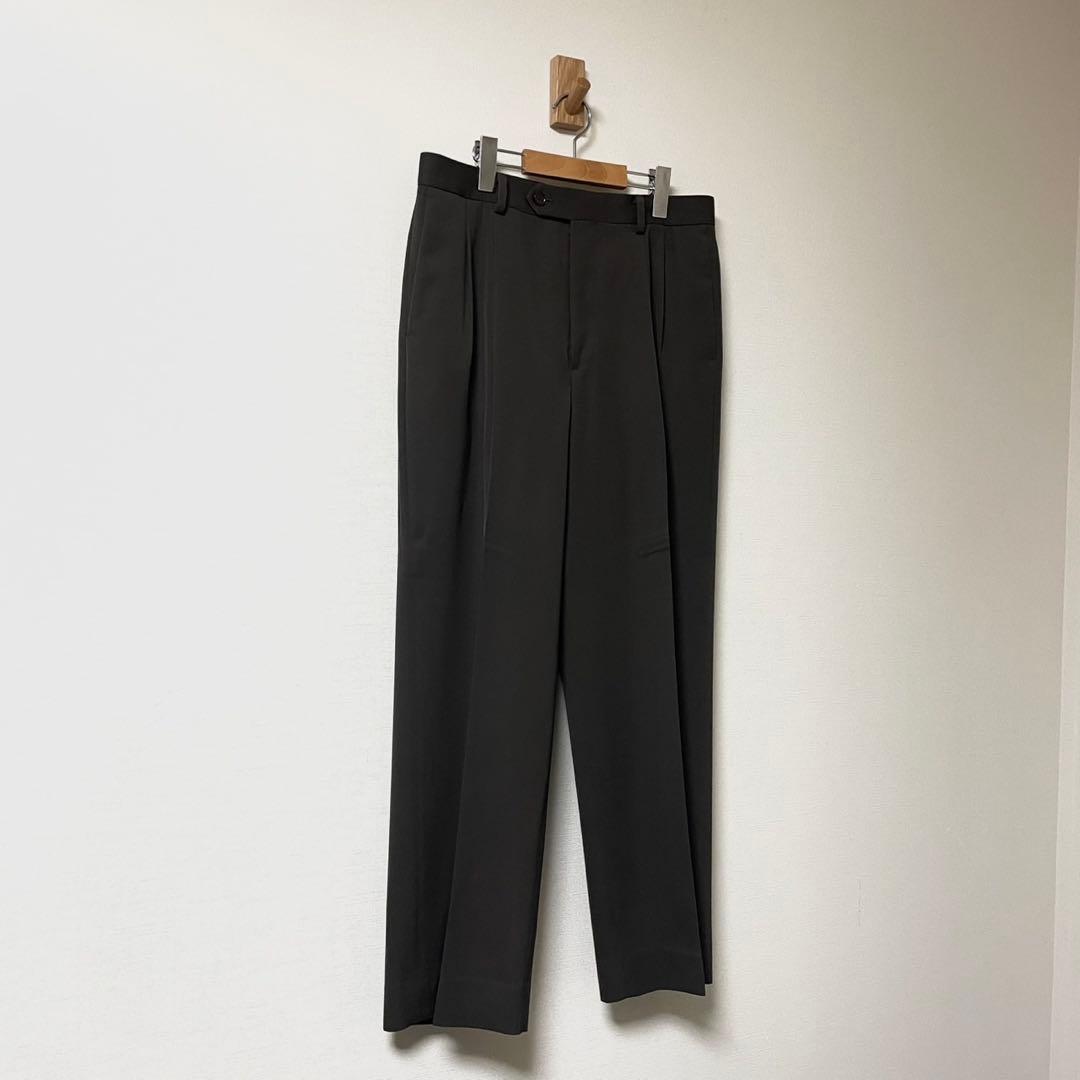 美品 23AW オーラリー スラックス ブラウン ウールライトマックスギャバジン