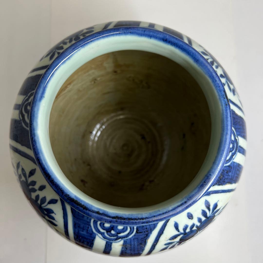 江戸中期　古伊万里　芙蓉手壷　高さ約30㎝　東Y8-0105☆2Fタウチ