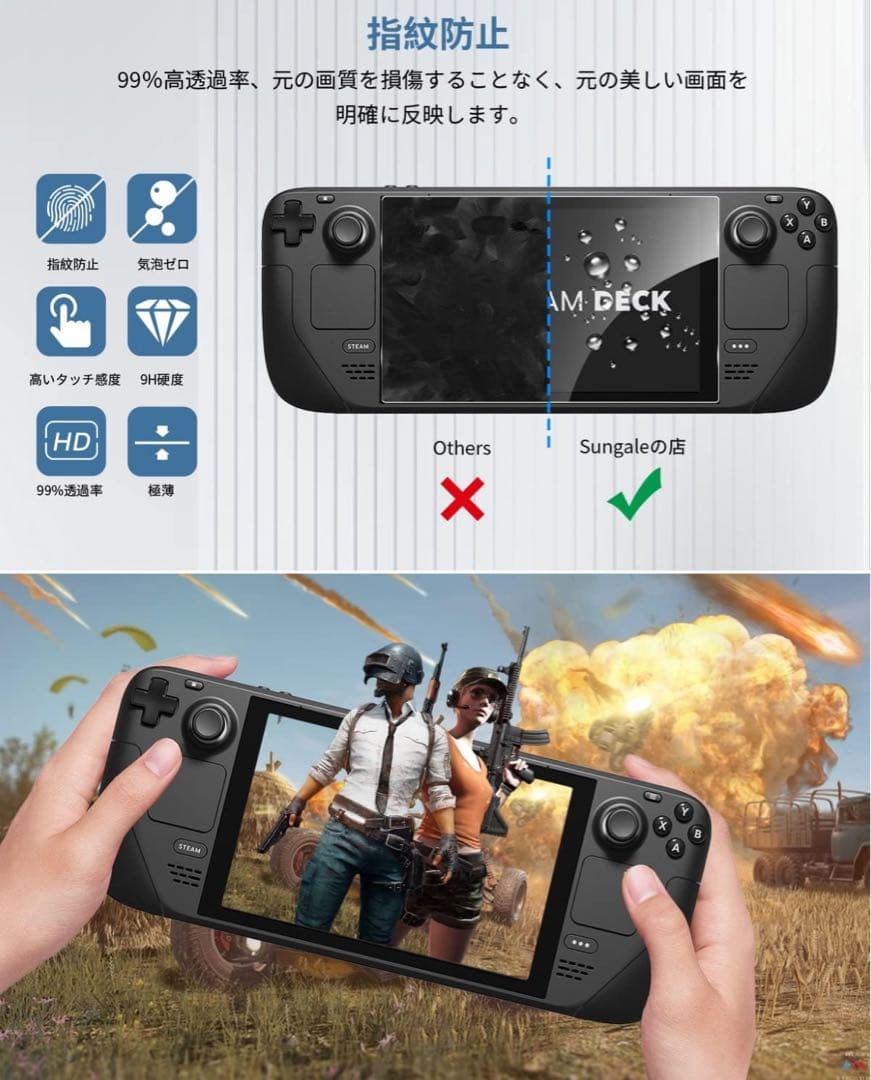 Steam Deck/Steam Deck OLED ガラスフィルム用 2枚入り