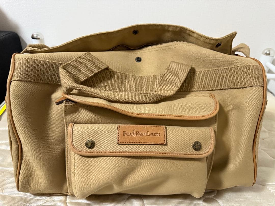 POLO ラルフローレン ボストンバッグ サファリ レザー ベージュ ショルダー