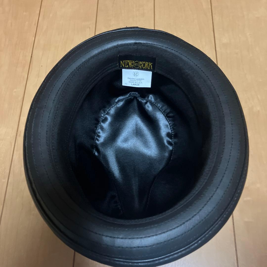 ニューヨークハット　ラムレザー　ブラック　L USA