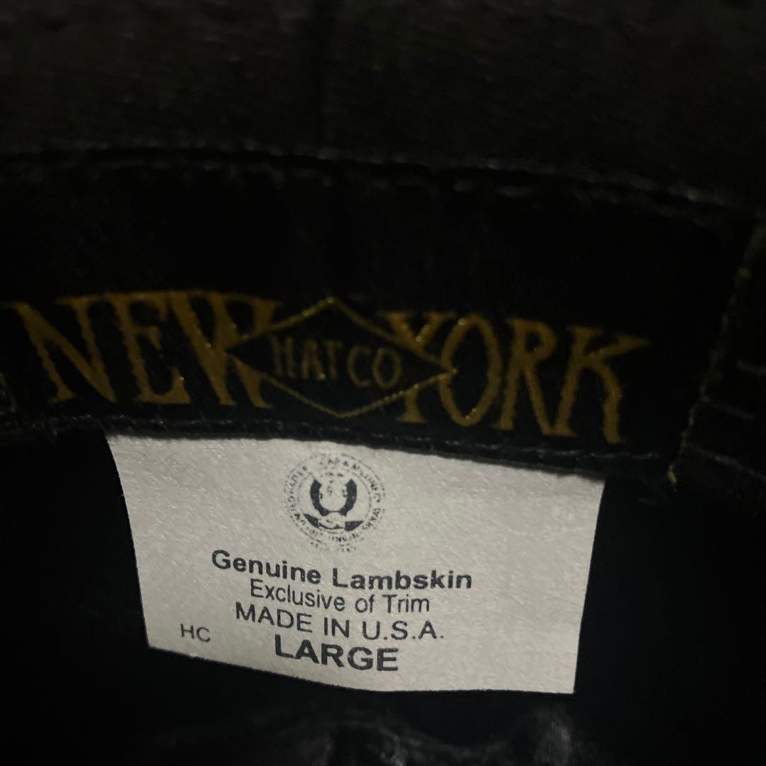 ニューヨークハット　ラムレザー　ブラック　L USA