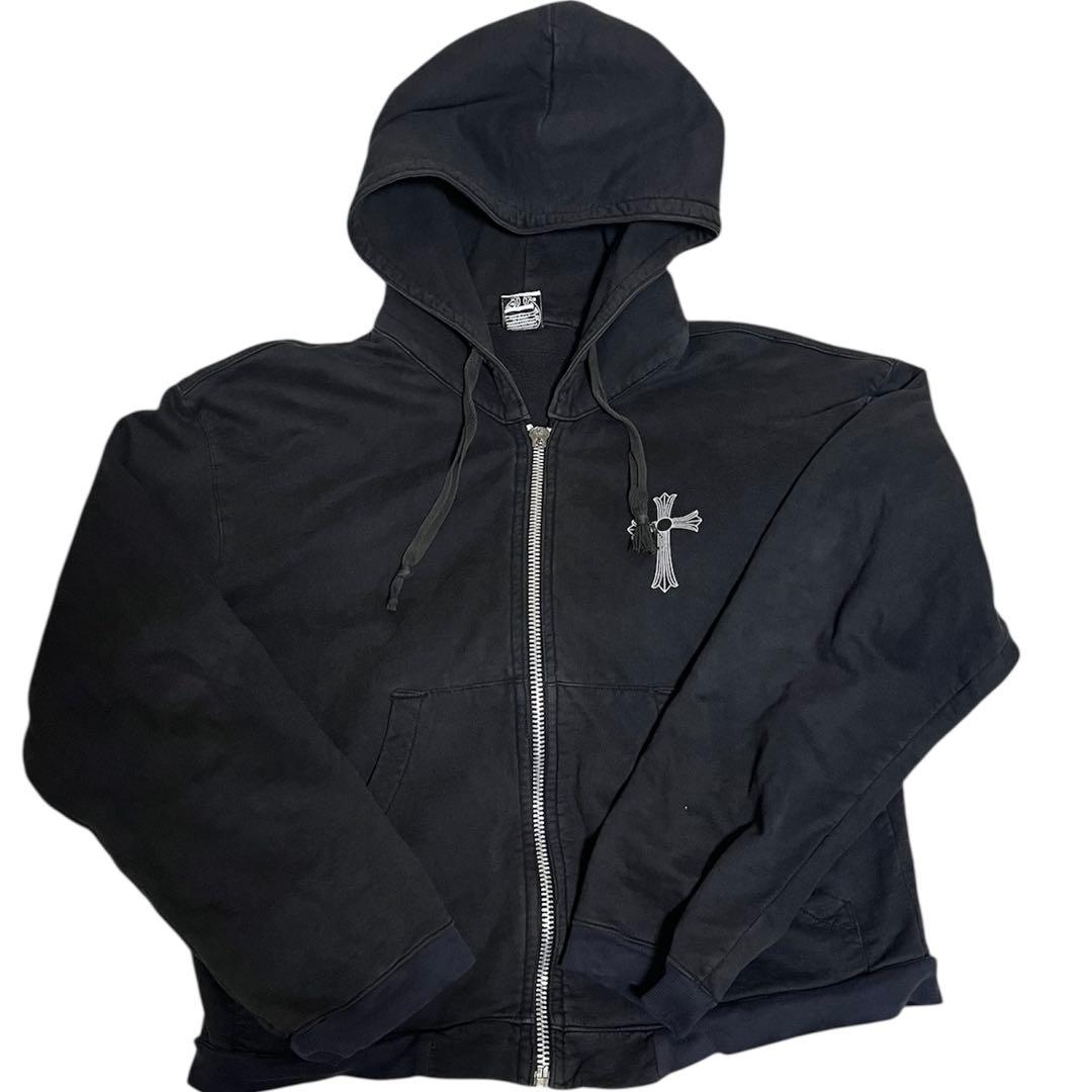 OLD ラージクロスプリント ジップアップパーカー フーディー ダガージップ