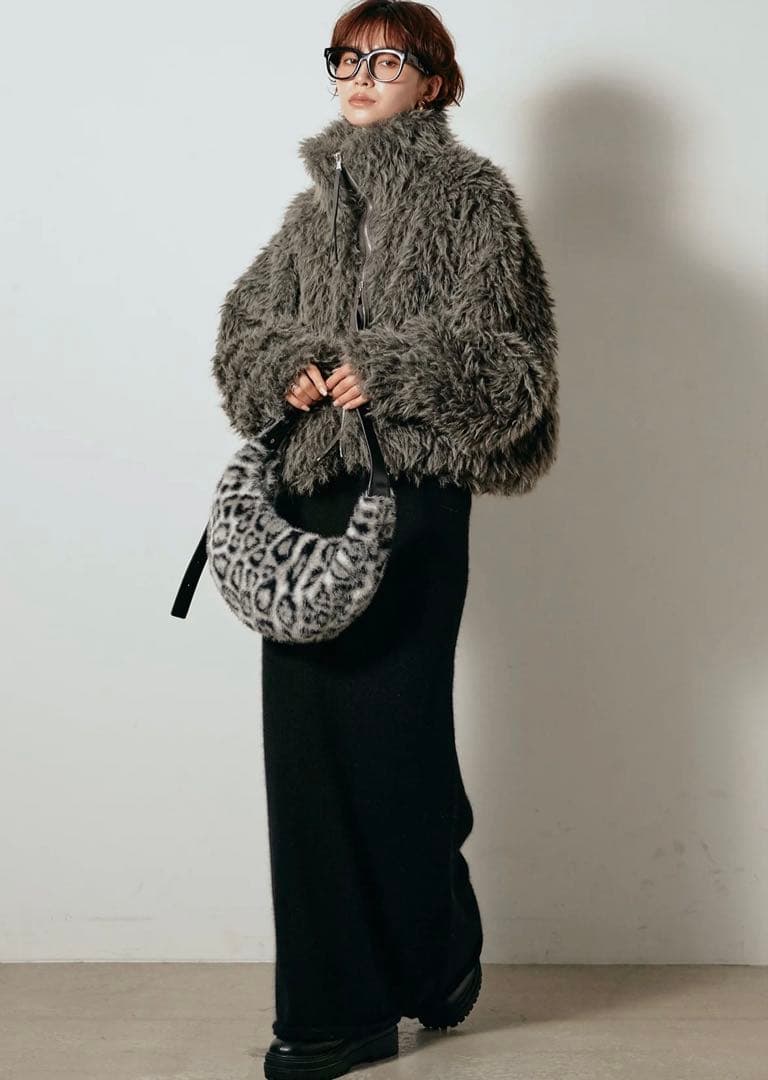 ESICA ミックスシープファースタンドブルゾン　グレー