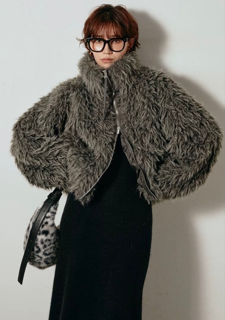 ESICA ミックスシープファースタンドブルゾン　グレー