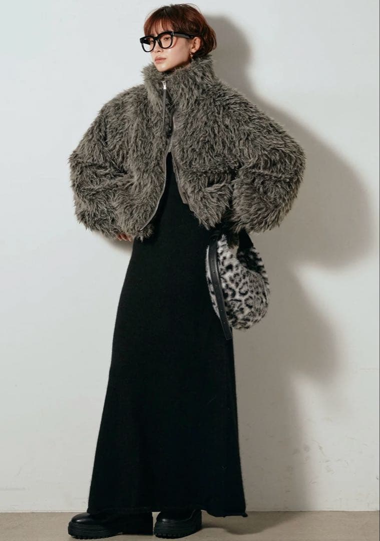 ESICA ミックスシープファースタンドブルゾン　グレー