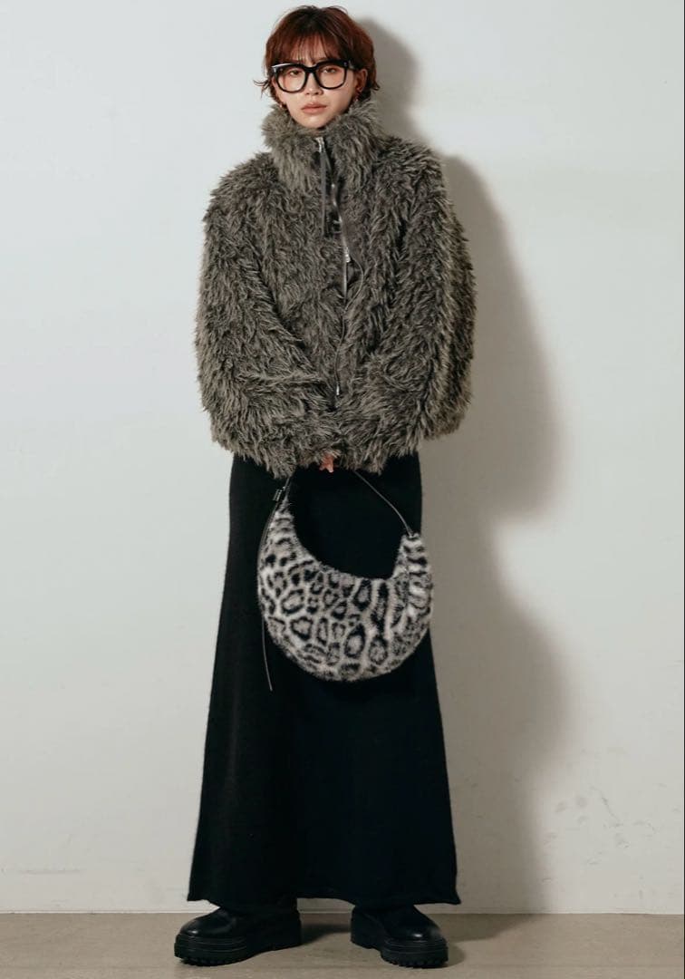 ESICA ミックスシープファースタンドブルゾン　グレー