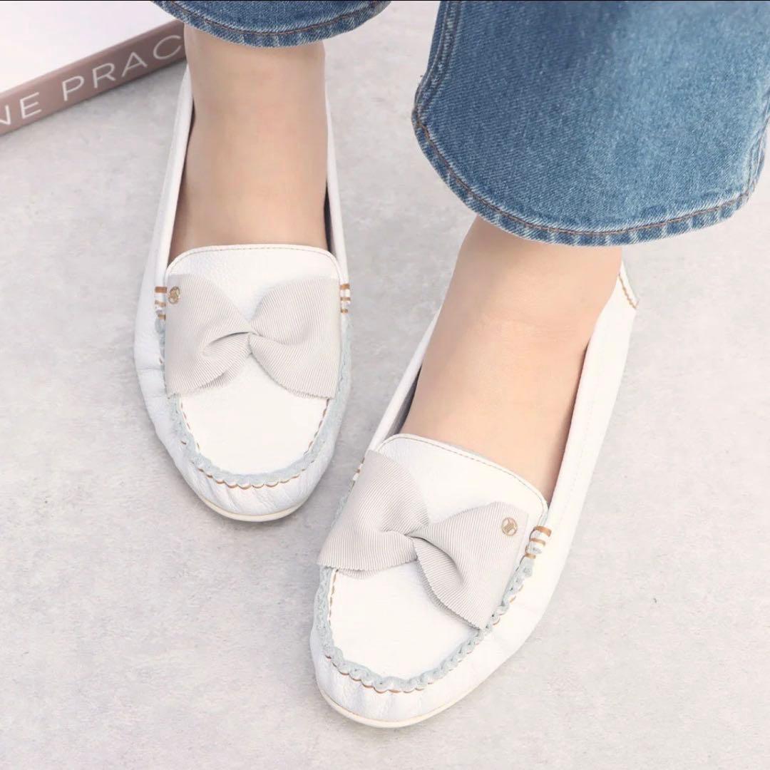 なおっち【美品】LANVIN en Bleu リボン付きモカシン 23cm