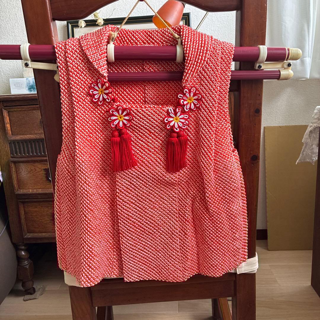 値下げしました　　三歳　七五三祝い着　　鹿子絞り