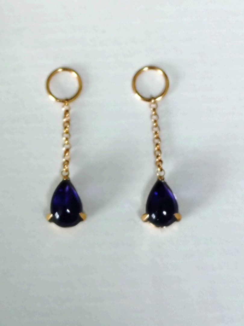 K18PG チャーム アイオライト 丸環内径3.5mm