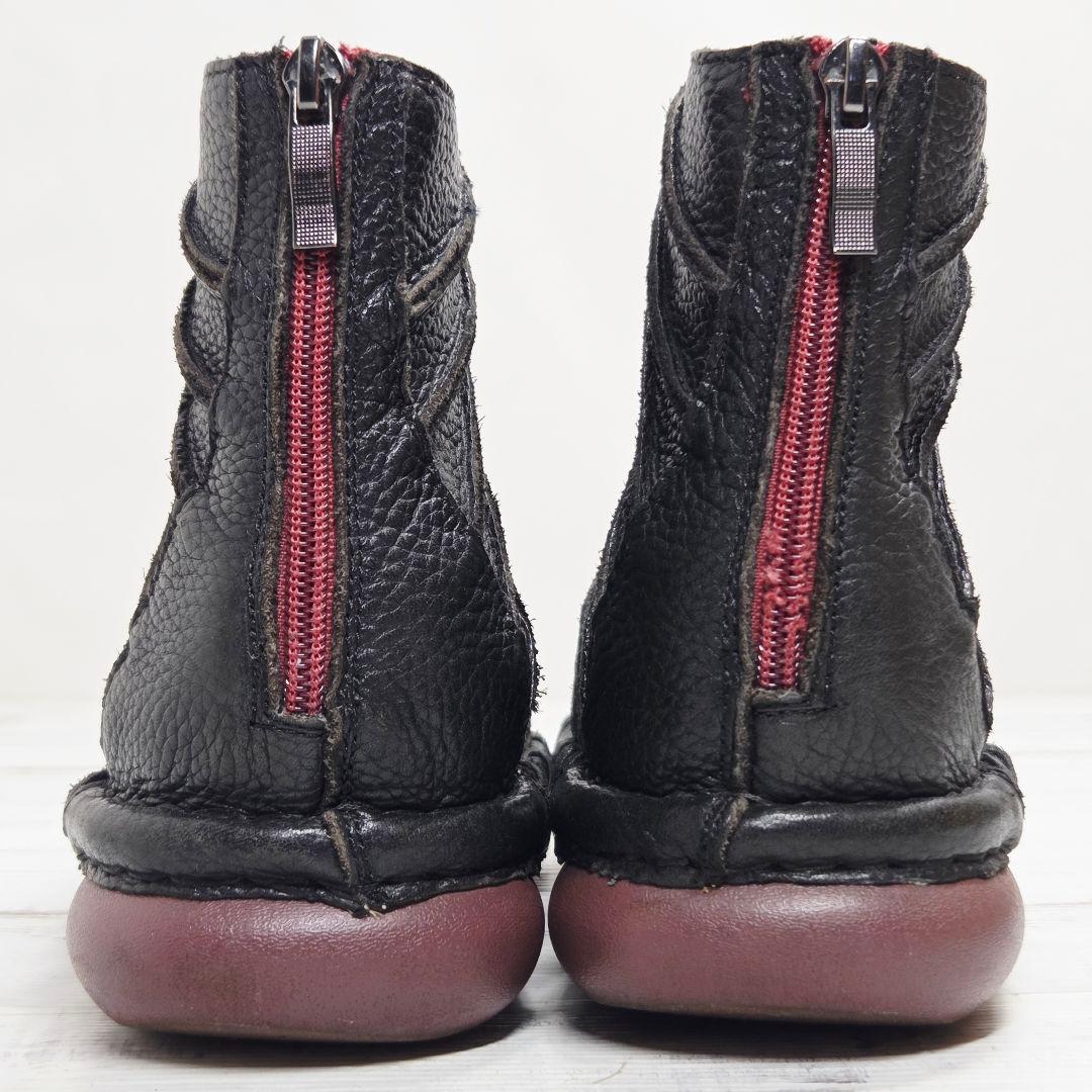 【美品】Estacion エスタシオン ショートブーツ シュリンクレザー M