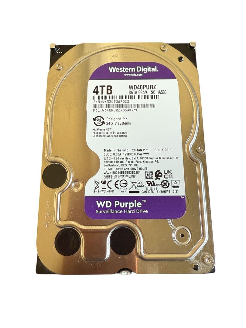 内蔵型ハードディスクドライブ Western Digital HDD Purple 4TB