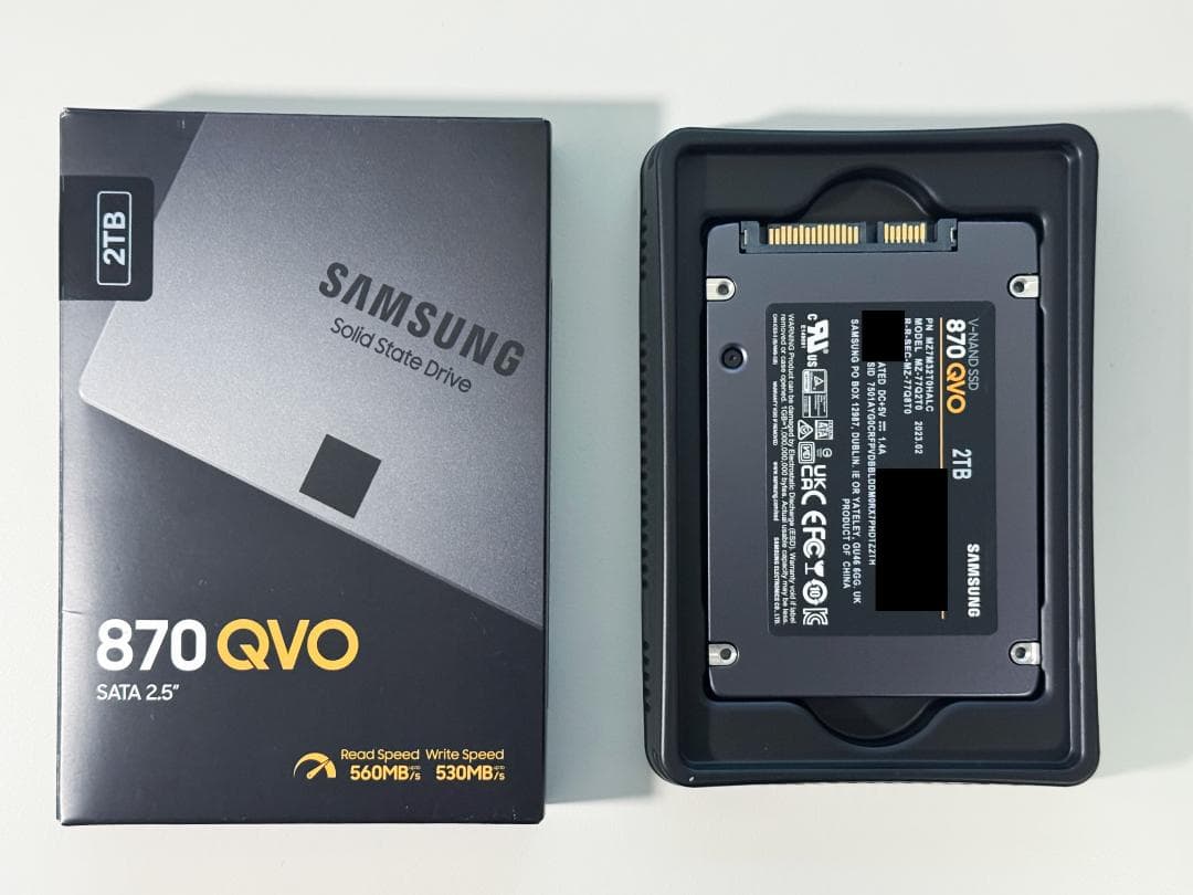 Samsung 870 QVO 2TB SSD + ケース美品/性能診断済み!!