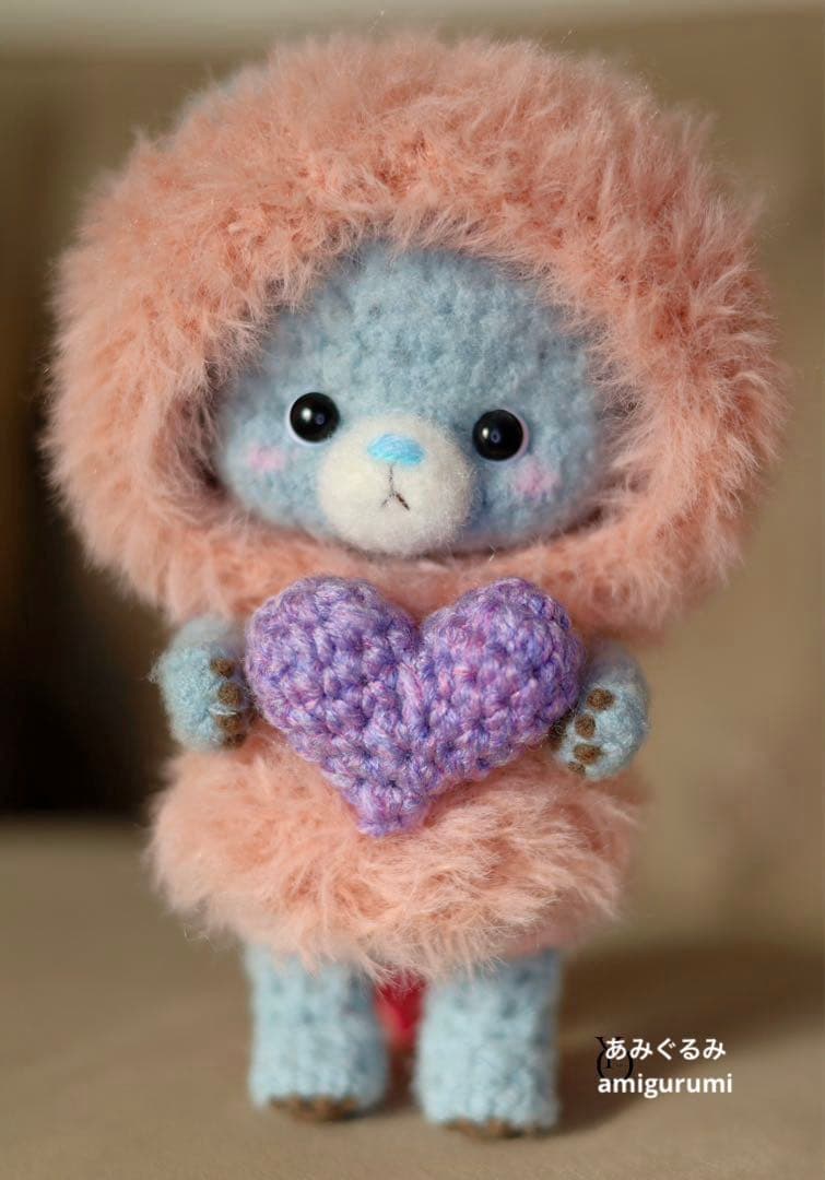バレンタイン あみぐるみ くま フーディー フード ハート