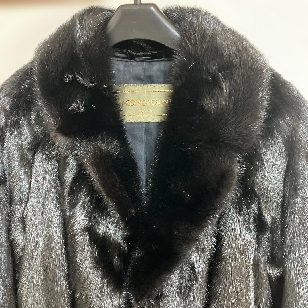 ムーンバット ミンク 毛皮コート リアルファー ブラック