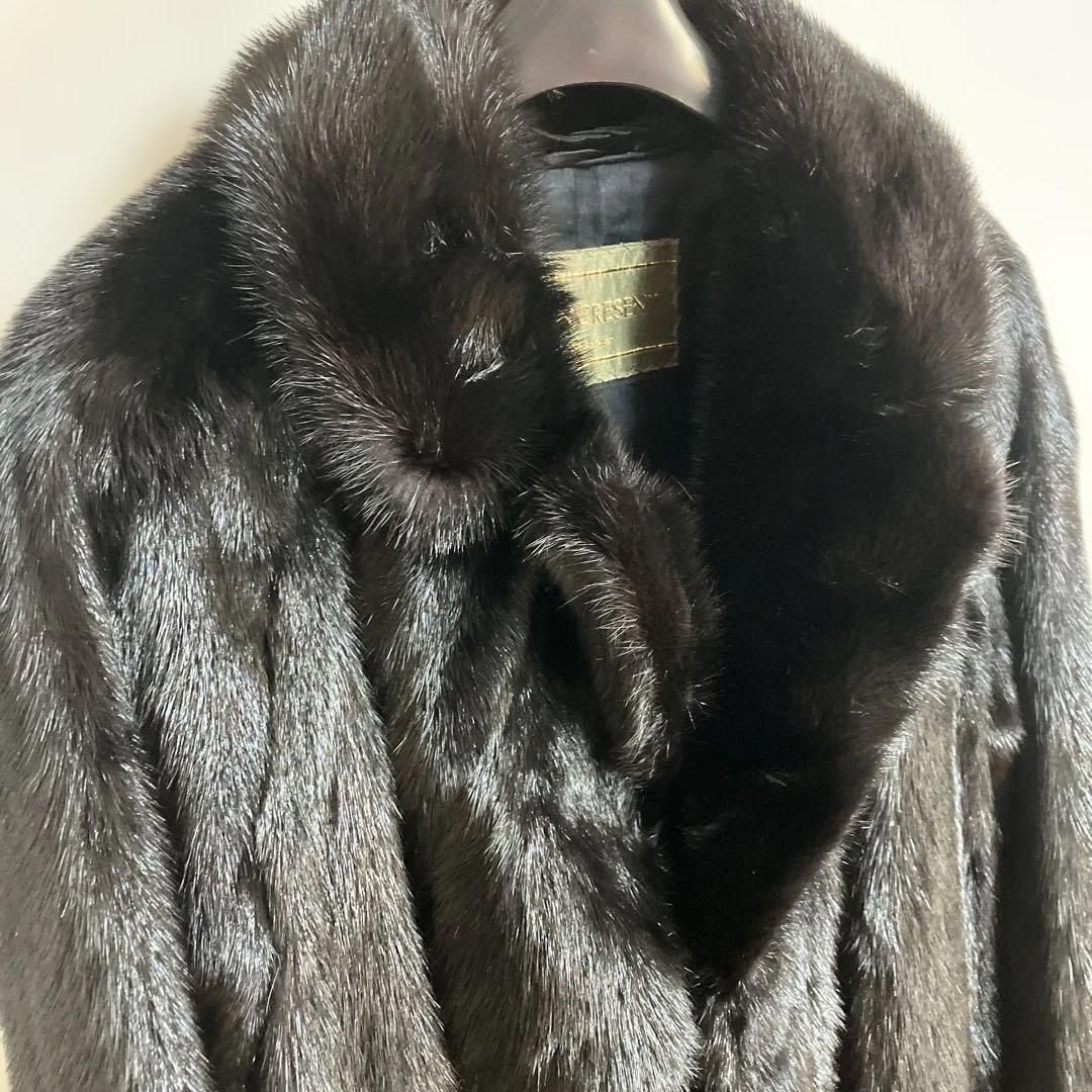 ムーンバット ミンク 毛皮コート リアルファー ブラック