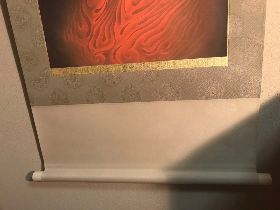 掛軸　速水御舟「炎舞」リトグラフ　作品証明シール・解説書・桐共箱・紙外箱有り