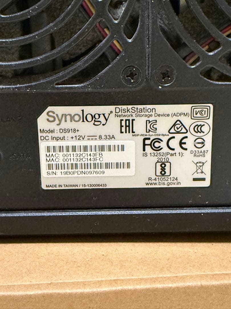 Synology NAS DS918+ RAM 16GB HDDなし