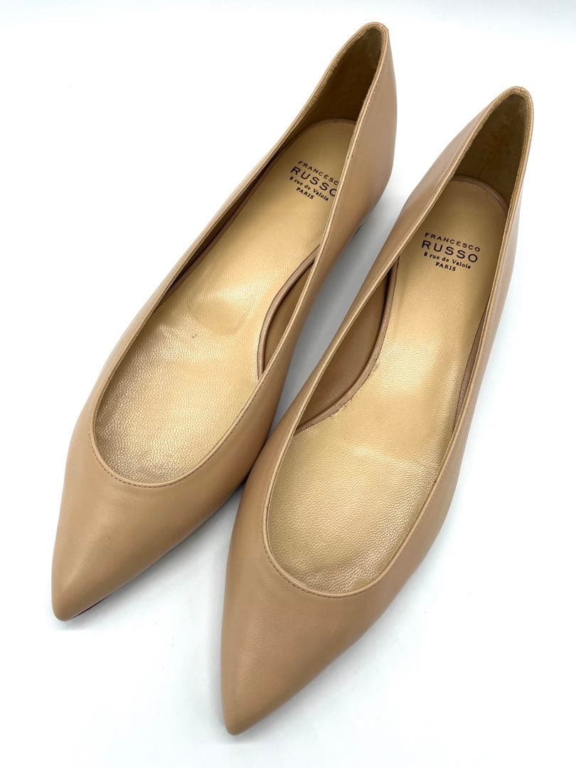 【新品未使用】Francesco Russo フラット ベージュ 36 1/2