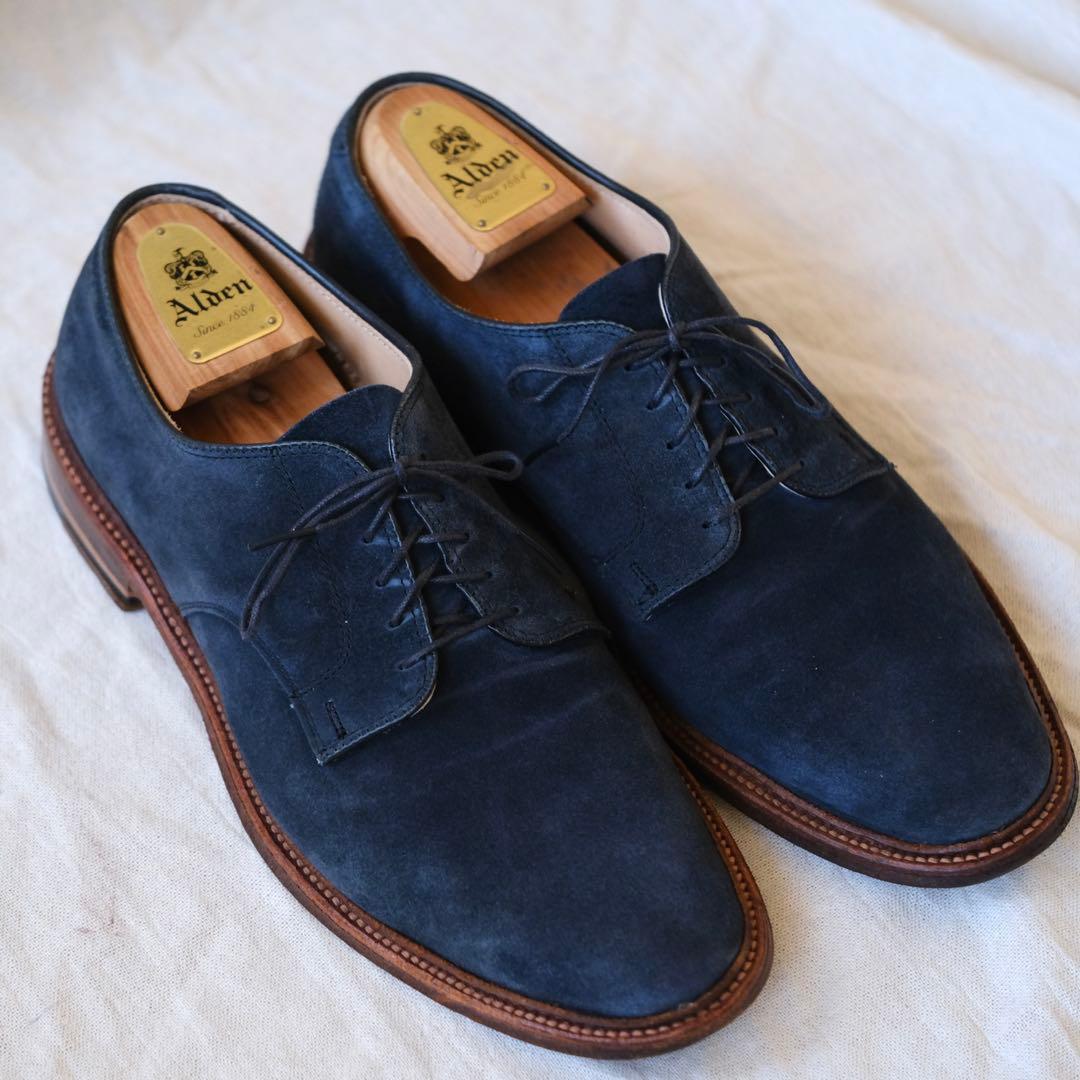 Alden オールデン29331Fアンラインドネイビースエードプレーントゥ11D