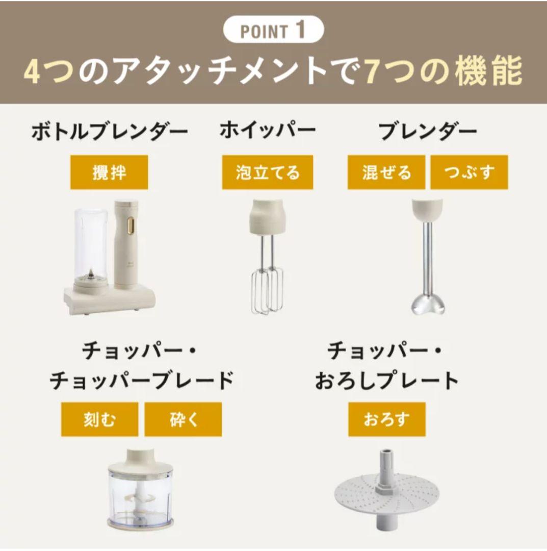 新品・未開封　ブルーノ　BRUNO　スタンドハンディブレンダー グレージュ