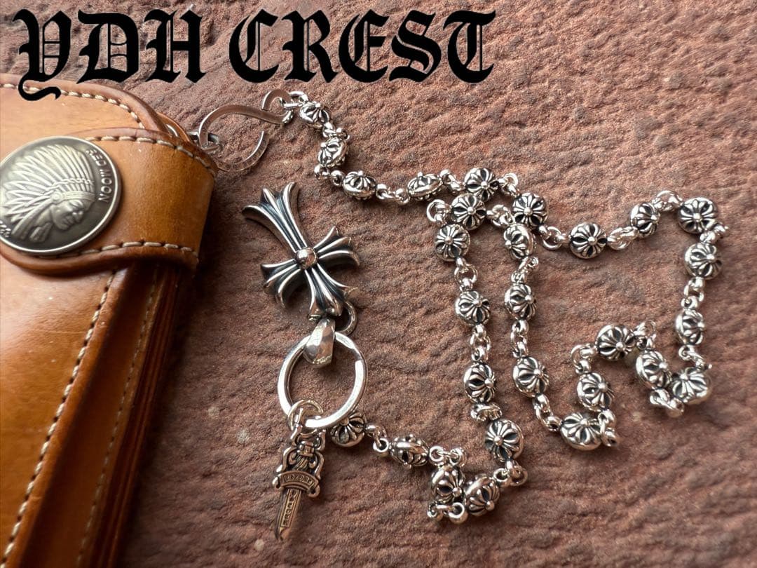 新入荷　バイカー必須　フラワークロスウォレットチェーン　刻印有り　MLCN