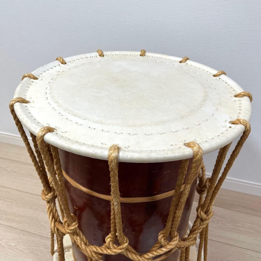 (せ37)長胴太鼓 宮太鼓 和太鼓 桶胴太鼓 大締太鼓 鼓 鼓面約46 cm